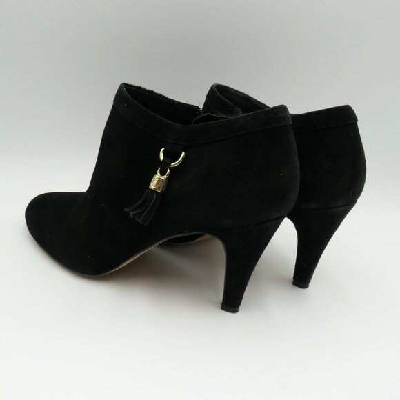 Vince Camuto Boots Sz 10 Black Suede Tassel Zip Ankle Booties Stiletto 3.5" Heel - Picture 4 of 12